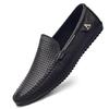 Men's Large Size Cowhide Slip-On Loafers: Casual, Hollowed-Out Design
