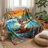 Surfing Cat Adventure 2 Theme blanket Lightweight Warm Flannel Blanket Decorative Throw Blanket for Home Decoration