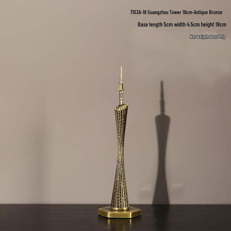 Envy Porcelain Oriental Pearl Tower Model: Shanghai Architectural Souvenir Figurine for Desktop Decoration.