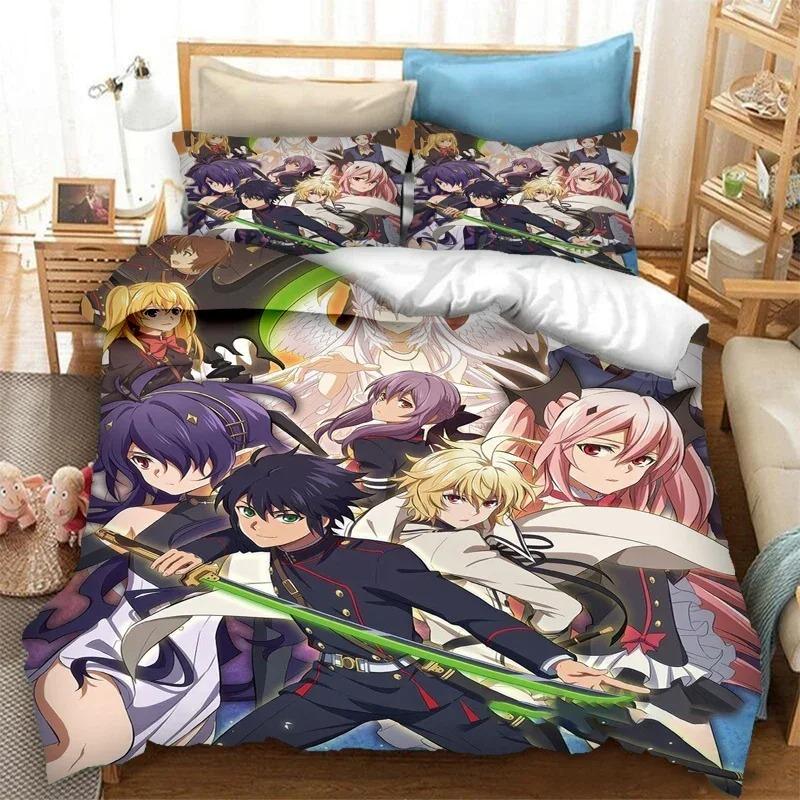 Anime Seraph of the End Bedding Set 3D Printed Suitable for Bedroom Duvet Cover Set With Pillowcases Kids Home Textile