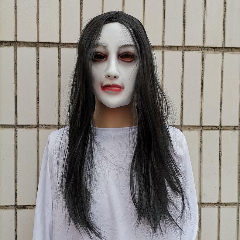 Ghost Female Latex Mask With Long Hair Design For Halloween And House Haunted