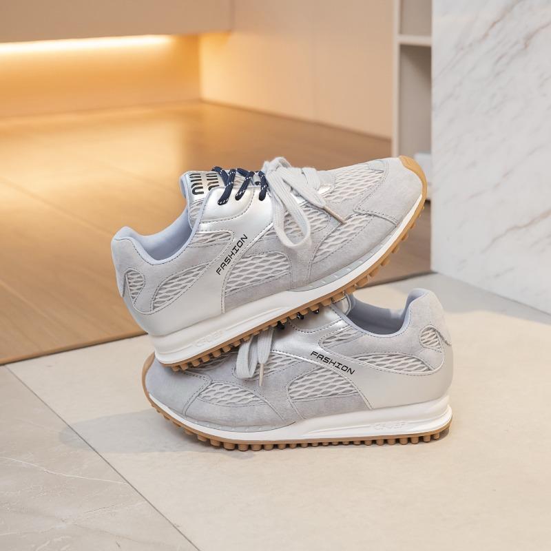 

Leather mesh breathable women s summer new lightweight single mesh casual versatile sports 35 серебряный серый