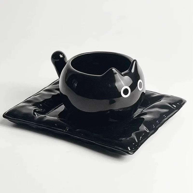 

Cute Siamese Cat Ceramic Mug Lovely Creative Latte Coffee Cup Gift for Women Couple Pair 101-200ml