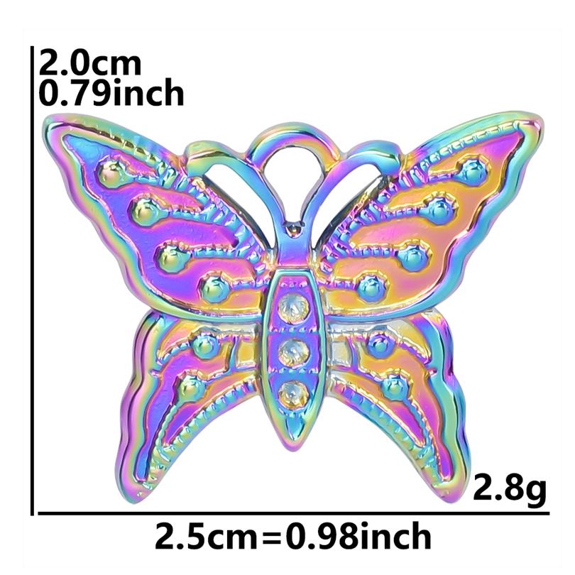 Fashion Rainbow Color Stainless Steel Butterfly Charms For Jewelry Making Supplies Animal Pendant Charm Bee Wolf Insect Findings