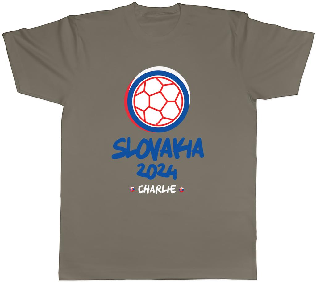 Personalised Slovakia 2024 Unisexs TShirt Football Soccer Supporter Fan Tee Gift