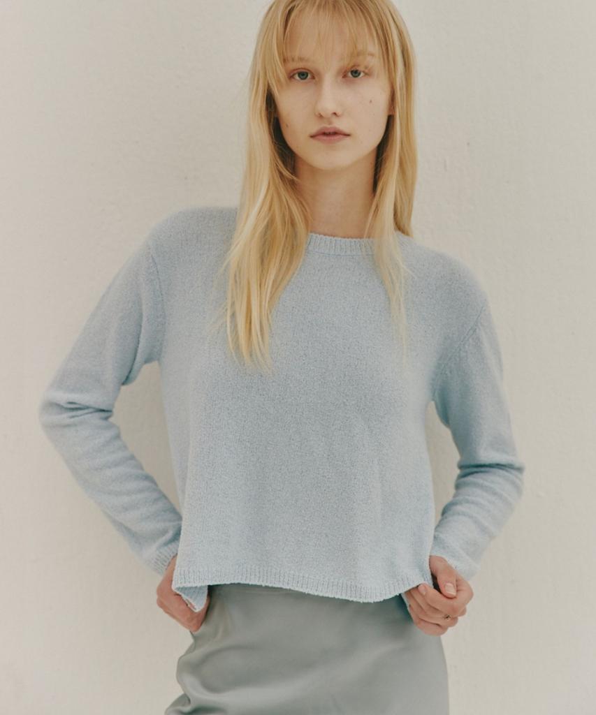 Okuka Back Zipper Knit Top Blue