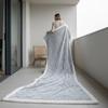 Double-Layer Reversible Nordic Throw Blanket  Minimalist  Flannel Sherpa For Bedroom Living Room.