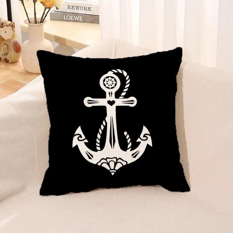 

Наволочка на морскую тему с принтом якоря, наволочка для гостиной, дивана, офиса, наволочка для сиденья, спальни, прикроватная тумбочка, украшение для дома 45x45cm