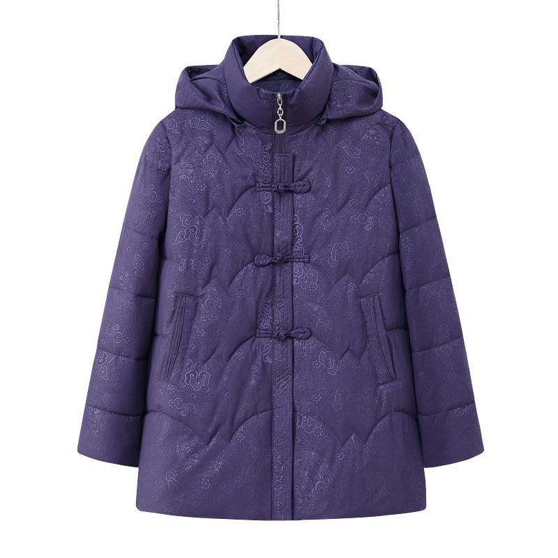 Elderly Women's Winter Cotton Coat with Detachable Hood - Loose Plus Size Warm Jacket for Mothers and Mother-in-Laws