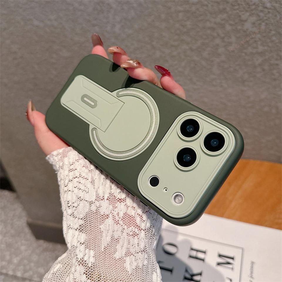 Official Stand Magnetic Phone Case For iPhone 17 Air 13 11 12 14 15 16 Pro Max Plus Magsafe Wireless Charge Protector Cover