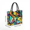  Colorful Geometric Print Tote Bag Large Capacity Casual Portable Shoulder Handbag for Daily Use