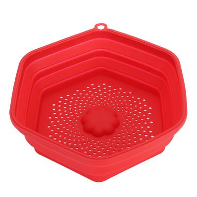 Red Silicone Microwave Splatter Cover with Handle Collapsible Microwave Food Cover Dishes Plate