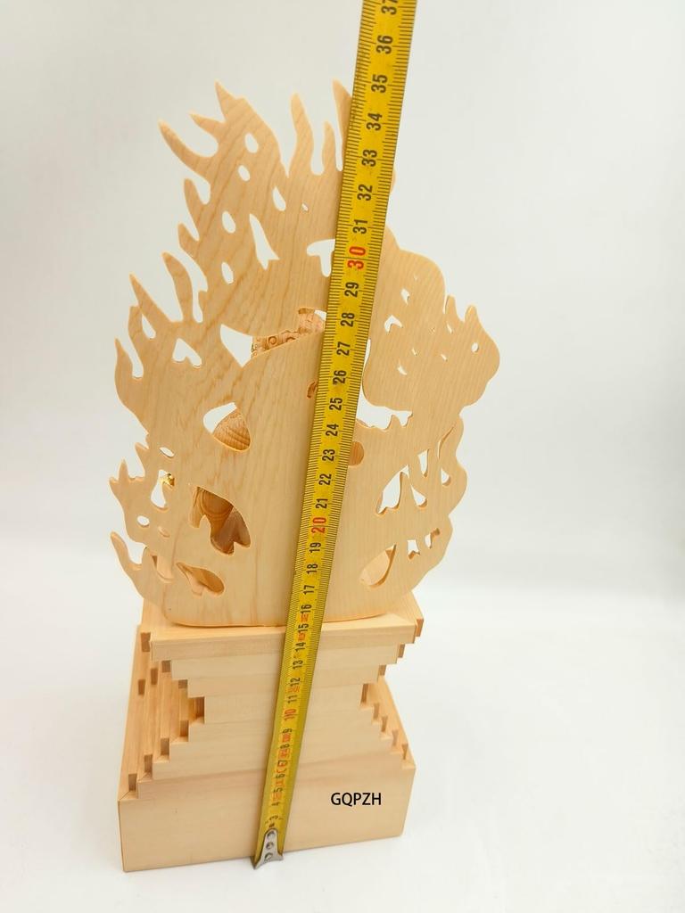 Buddhist Wood Total Height Carving Made from Cypress Warding Off Bringing Good Luck Statue, Carving, Acala, 34.5 Cm, High-quality Wood, Evil, (wooden