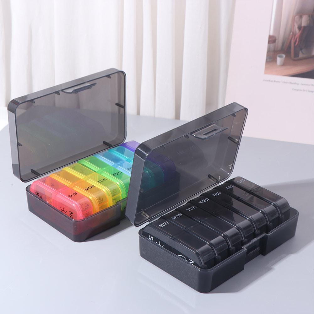 Waterproof Weekly Pill Case 14 Grid Portable Pill Dispenser Drug Container Daily Pill Box  Outdoor