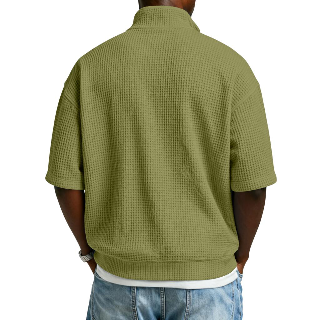 Men's Casual Quarter-Zip Short-Sleeve Top