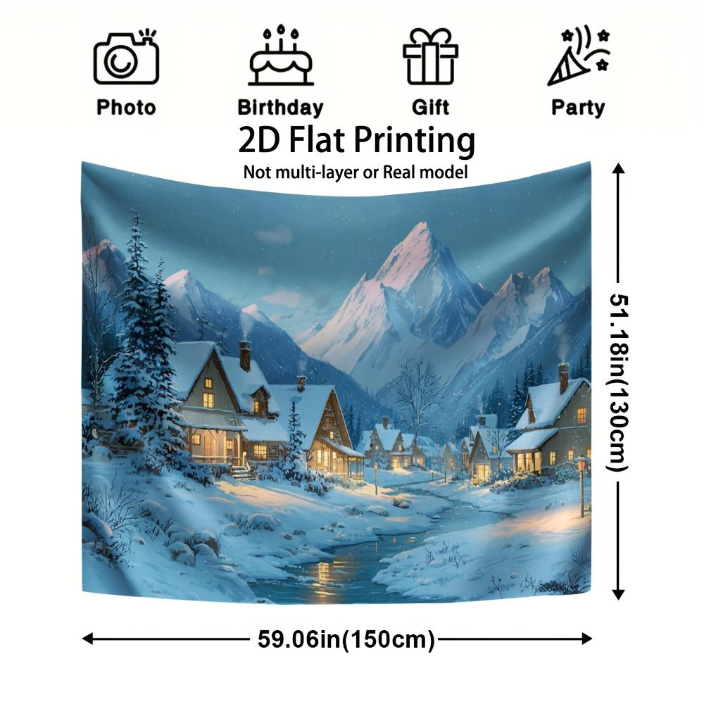 Christmas Winter Wonderland Village Scene Wall Hanging Tapestry Christmas Wall Hanging Tree Wall Hanging Gorgeous Christmas Tree Fireplace Gifts