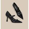 Versatile and not tired, small size high heels, black fashion 2025 foot year, new metal women's high heels temperament