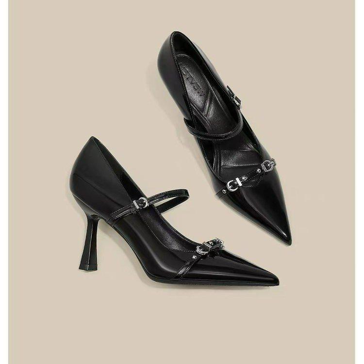 Versatile and not tired, small size high heels, black fashion 2025 foot year, new metal women's high heels temperament
