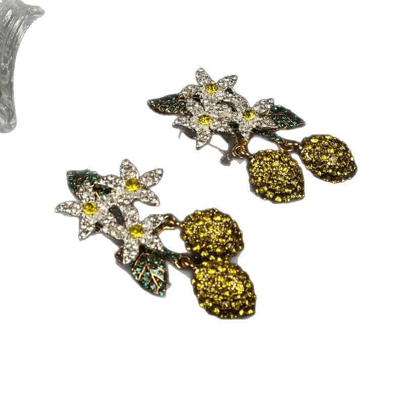 Fashion Flower Water Drop Inlaid with Diamond Earrings, Women's High-end Versatile Earrings 925 Silver Needles