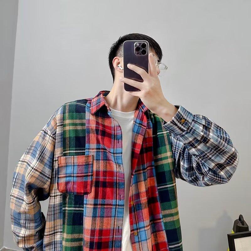 2024 Letter Long Sleeve Shirt Japanese Hong Kong Style Ins Loose Shirt Boys Summer Trendy Versatile Casual Coat