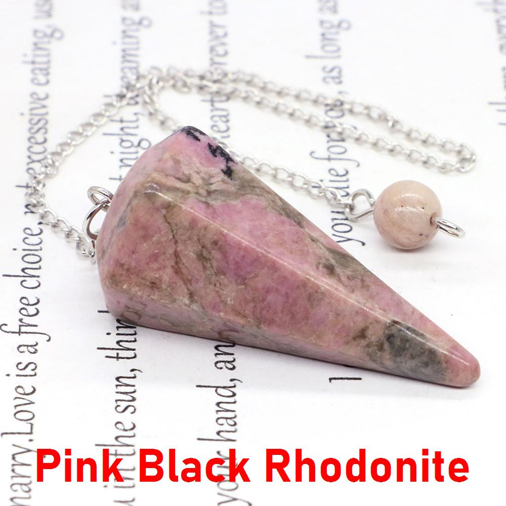 Natural Stone Reiki Healing Pendulum,For Dowsing Spiritual Divination Cone Crystal Quartz Pendulos Small Size Necklace Jewelry