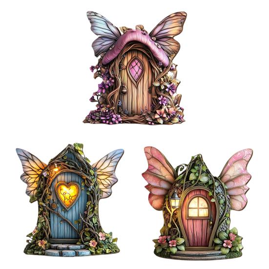 Miniature Fairy Garden Door Mini Wooden Fairy Gate for Tree A