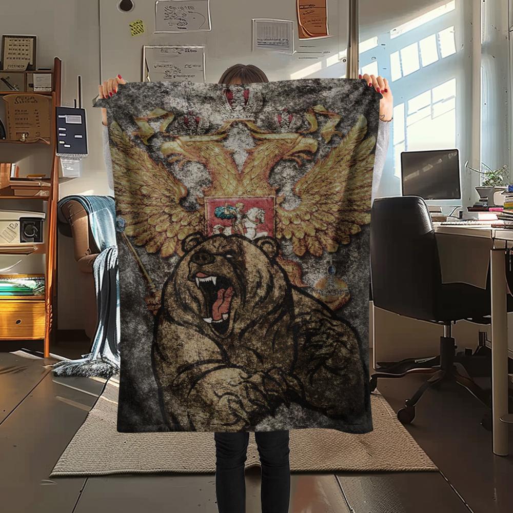 1PC Russian Double Print Flannel Blanket, High quality Comfortable for All Seasons, Home Decor, Warmth and Comfort, Perfect for Christmas Gifts138