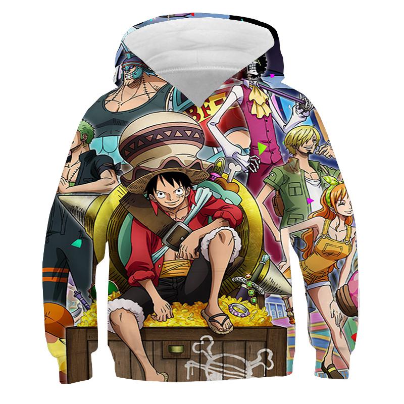 Moletom com capuz infantil One Piece Moletom com capuz Anime Luffy Moletom com capuz Roupas infantis Meninos Meninas Manga comprida Outono Quente Pulôver Casual Tops