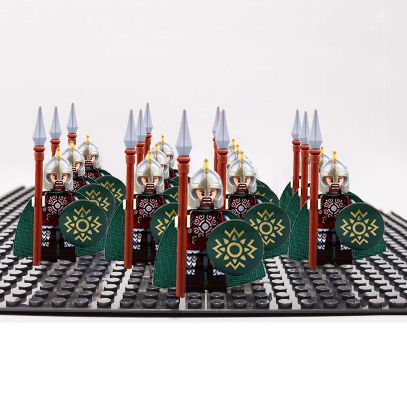 13Pcs Gondor Battle Spearman Body Gurad Infantry VS Roman Solider Eomer Rohan Warriorr Figures Blocks Set Toys for Kids
