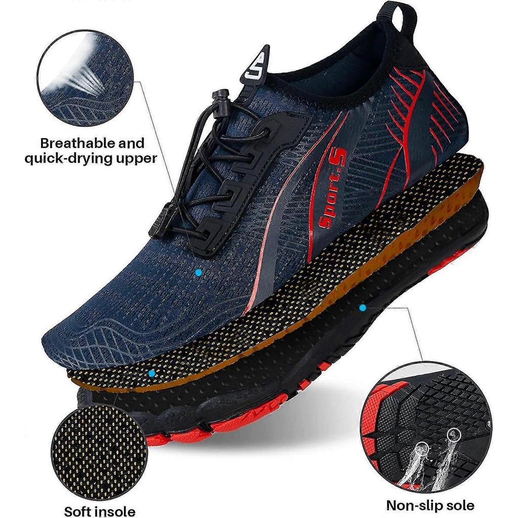 Barefoot Shoes Mens Women Water Shoes Trail Running Beach Water Trainers For Gym Swim Snorkeling Surfing-6.5 UK-R Blue