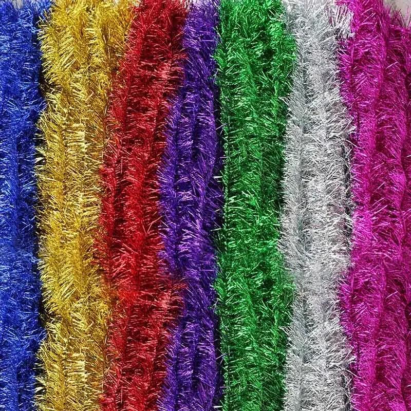 2M Christmas Tinsel Ribbon Garland Gold Silver Color Decorative Tinsel Strips Home Wedding Birthday Party Wall Door Decor