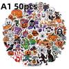 50/100Pcs Kawaii Halloween Ghost Skull Pumpkin Stickers Notebook Guitar Skateboard Waterproof Cute Decorative Sticker Toy