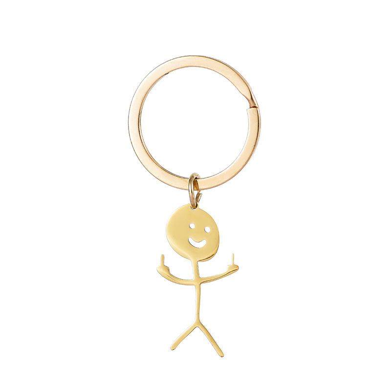 Personalized Middle Finger Stickman Pendant Necklace Stainless Steel Matchstick Hand Gesture Necklace Funny Doodle Necklace