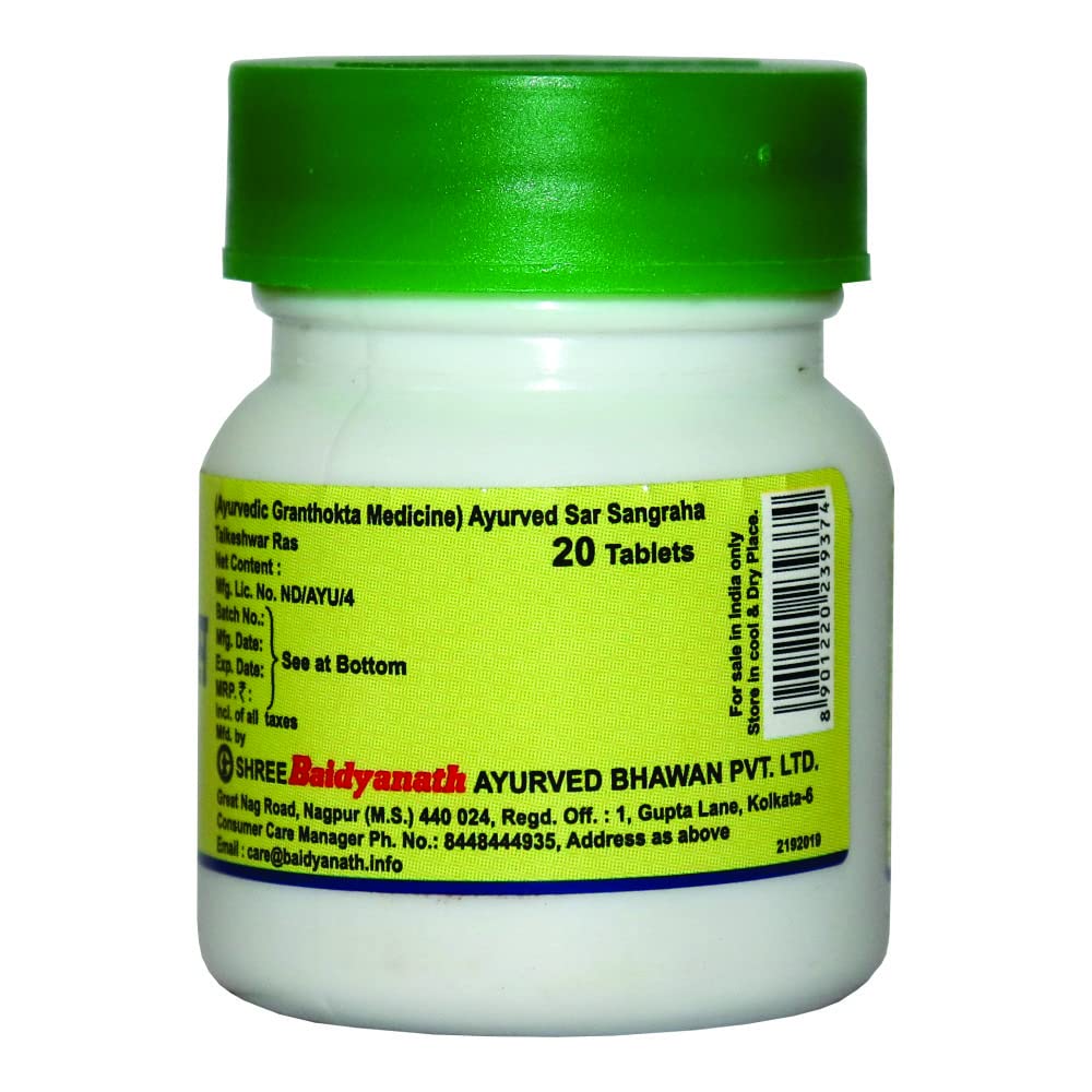 Baidyanath Asli Ayurved Tarkeshwar Ras 20 Tablets X Pack Of 2 Pure Ayurvedic Formula