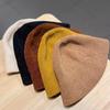 British Style Women Panama Cap Chenille Bucket Hat Sweet Knitted Fisherman Hat  Ladies