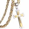 Stainless Steel Pendant Necklace 3 Layer Knight Cross  Silver Color Strong Byzantine Chain Mens Fashion Jewelry Fathers Gift