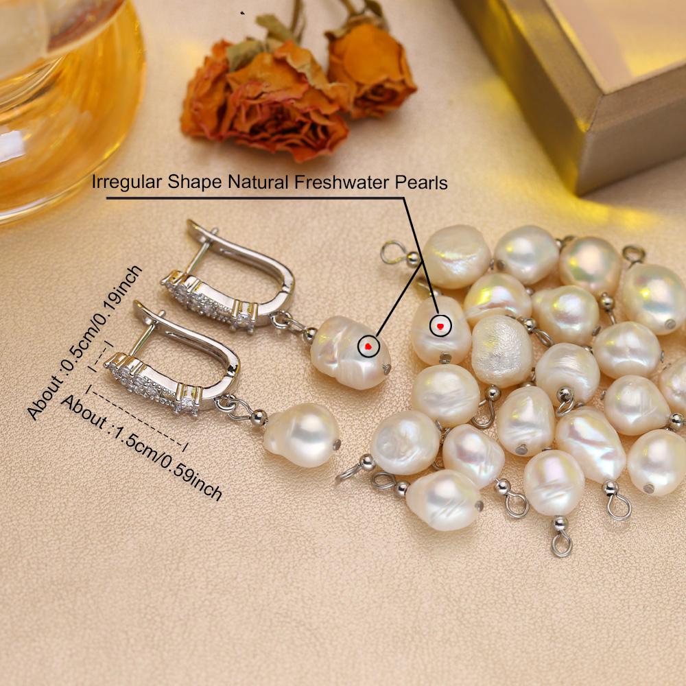 Leaf Fashion Baroque Freshwater Pearl Women's Earrings Two Wearing Methods Pearl 18K Gold Plated Zirconia Earrings Valentine's Day Mother's Day Gifts