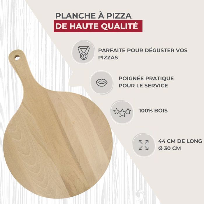 Planche à pizza et tarte flambée en bois 30 cm fackelmann wood edition