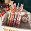 25cm Gingerbread Man Elk Christmas Decoration Printed Long Stem Candle Home Decor Party Taper Candle Stick