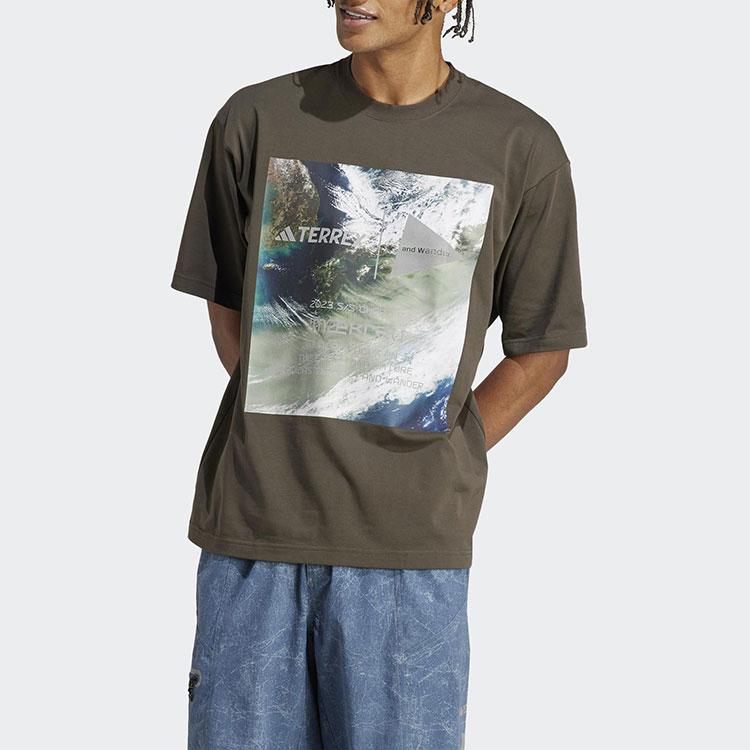 Adidas TERREX X And Wander T Shirts Unisex Green Crew Neck Moderate Straight Fit HR7143