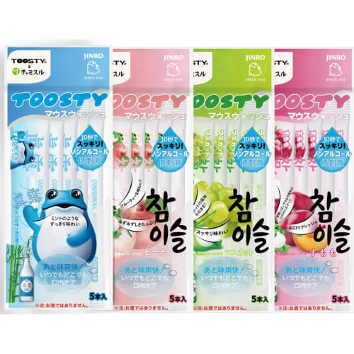 

[Limited Edition] TOOSTY X Chamisul Mouthwash 4-Flavor Set | Original, Peach, Muscat, and Plum | Alcohol-Free, Bad Breath Care, Fruit Flavor, Mouth Re