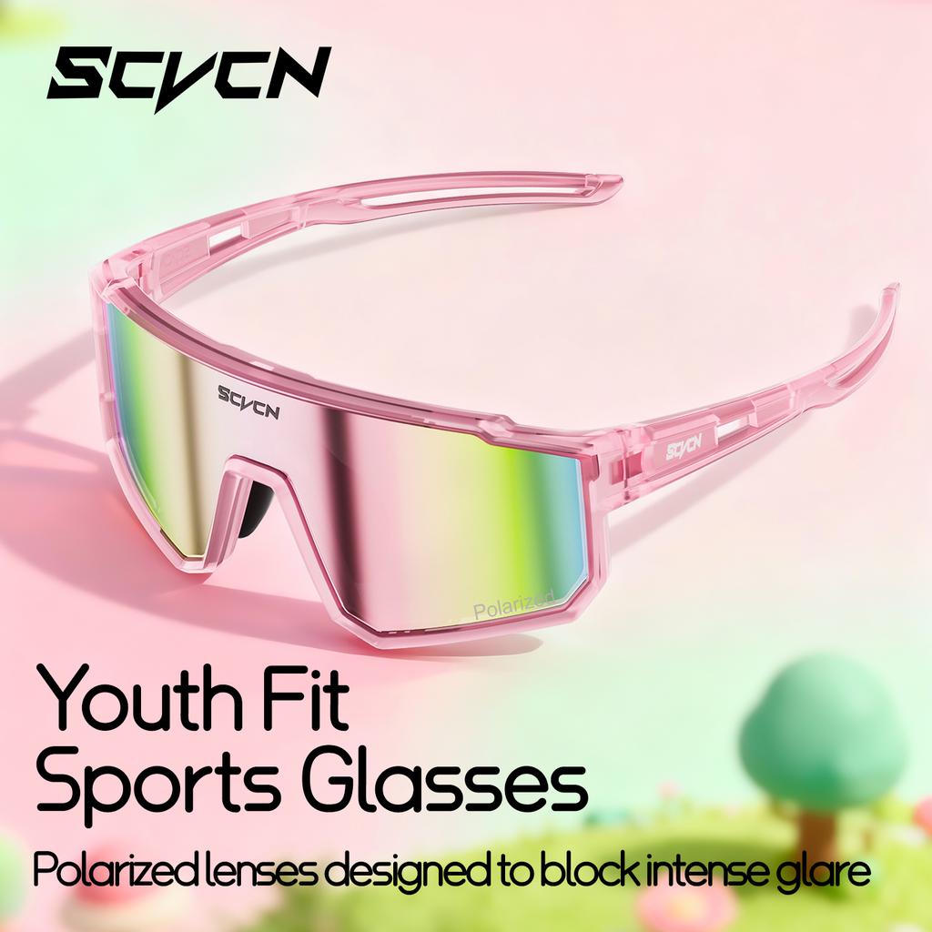 SCVCN Kids Polarized Cycling Sunglasses Sports Photochromic UV400 Boy Baseball Glasses Outdoor Eyewear Running Hiking Sunglasses