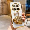 KEYSION Shockproof Plating Phone Case for HONOR X9c 5G Clear TPU Glitter Jewelled Swan kickstand Cover for Huawei Magic7 Lite 5G