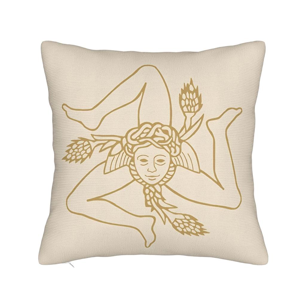 Sicilia Map Square Pillow Case Polyester Cushions for Sofa Trinacria of Sicily Casual Pillowcover Home Decor