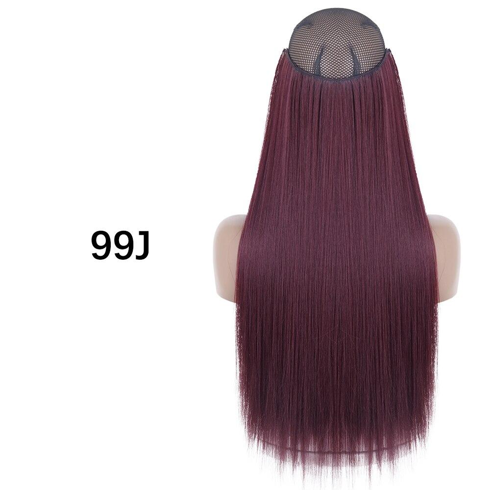 MERISIHAIR Clip-less Synthetic Hair Extensions Invisible Line Hairpiece 16 22 32 Inches Natural Black Brown Blonde for Women