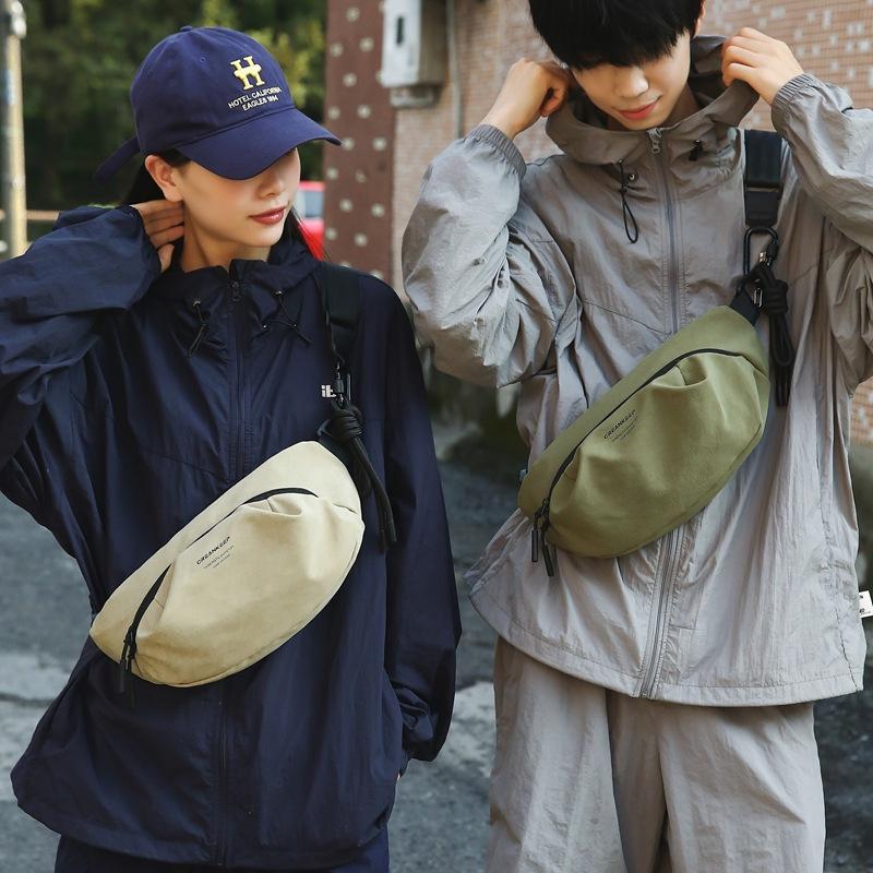 Trendy brand Japanese breast bag women's ins simple shoulder bag small satchel lightweight versatile cycling fanny pack student messenger bag