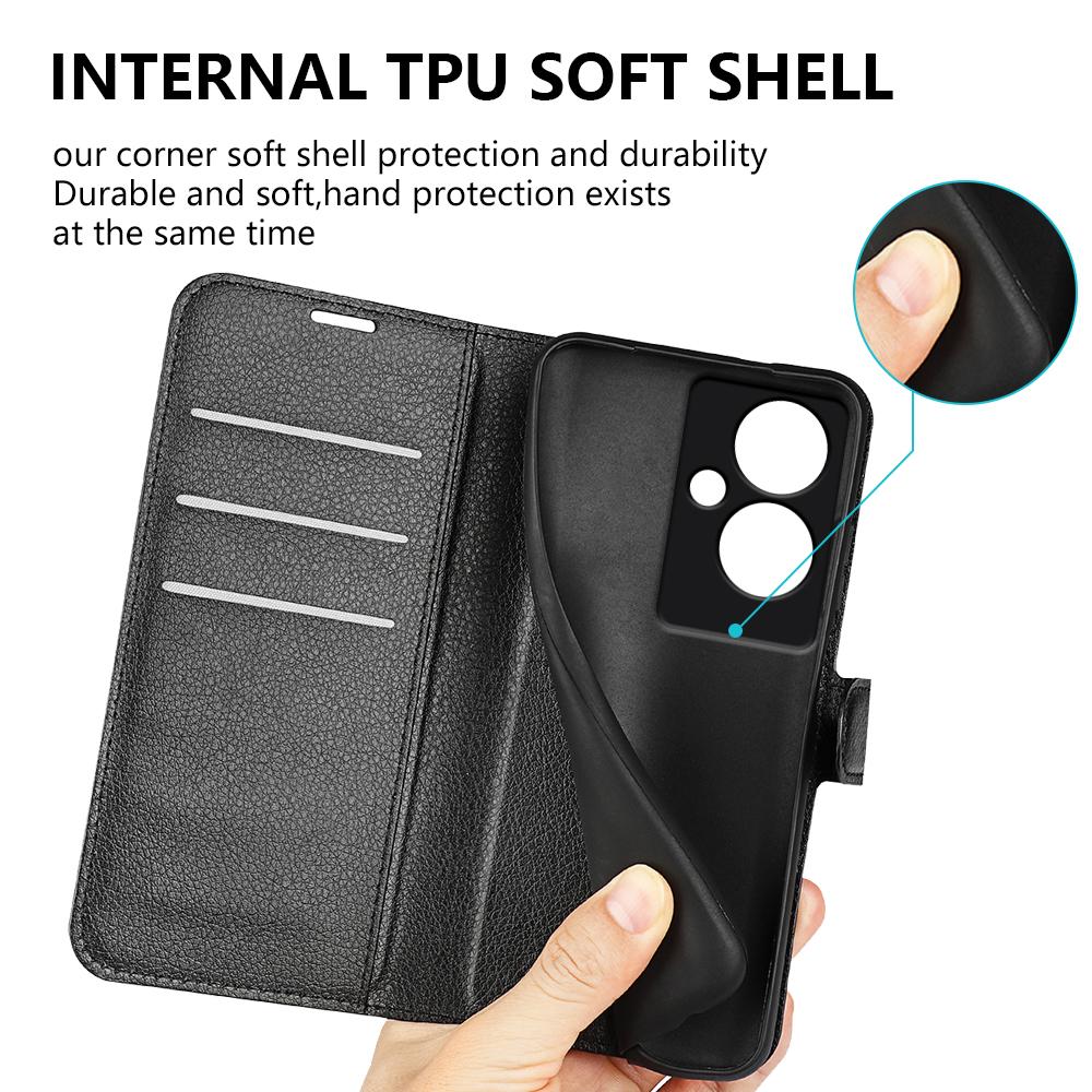 For Oppo A79 5G Case Magnetic Litchi Texture Cell Phone Cover with Wallet and Stand