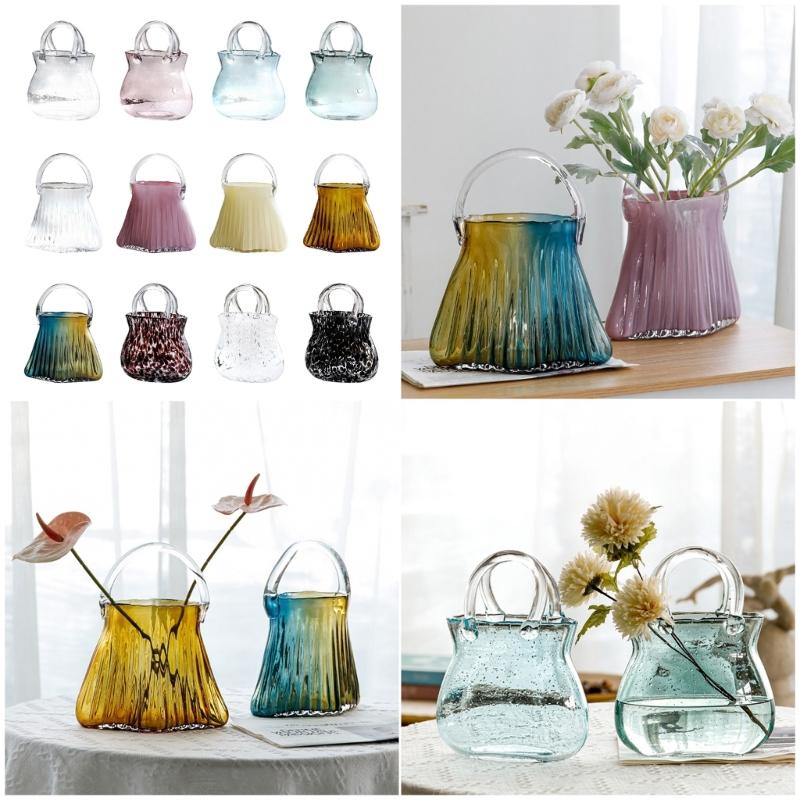 Verdickte Klare Glasvasen Handtaschenform Hülle Halten Blume Geeignet Für Haus Büro Dekoration Geburtstagsgeschenk