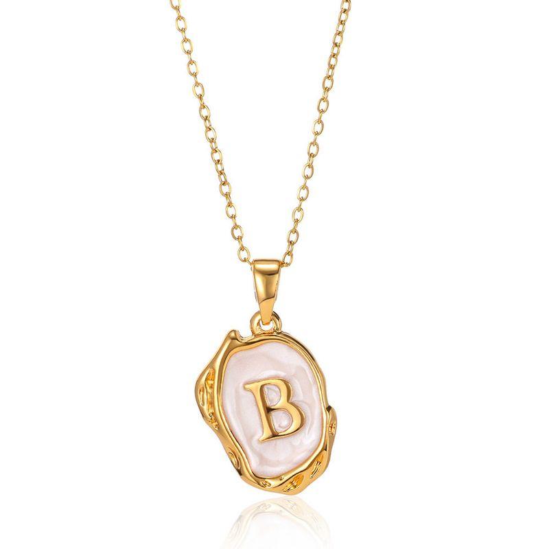 

European and American Cross-Border Ins-Style Fashion Simple 26-Letter Oil-Drip Three-Dimensional Pendant 18K Gold-Plated Letter Necklace for Women B Pendant [Send the Same Chain, about 45cm Pieces]