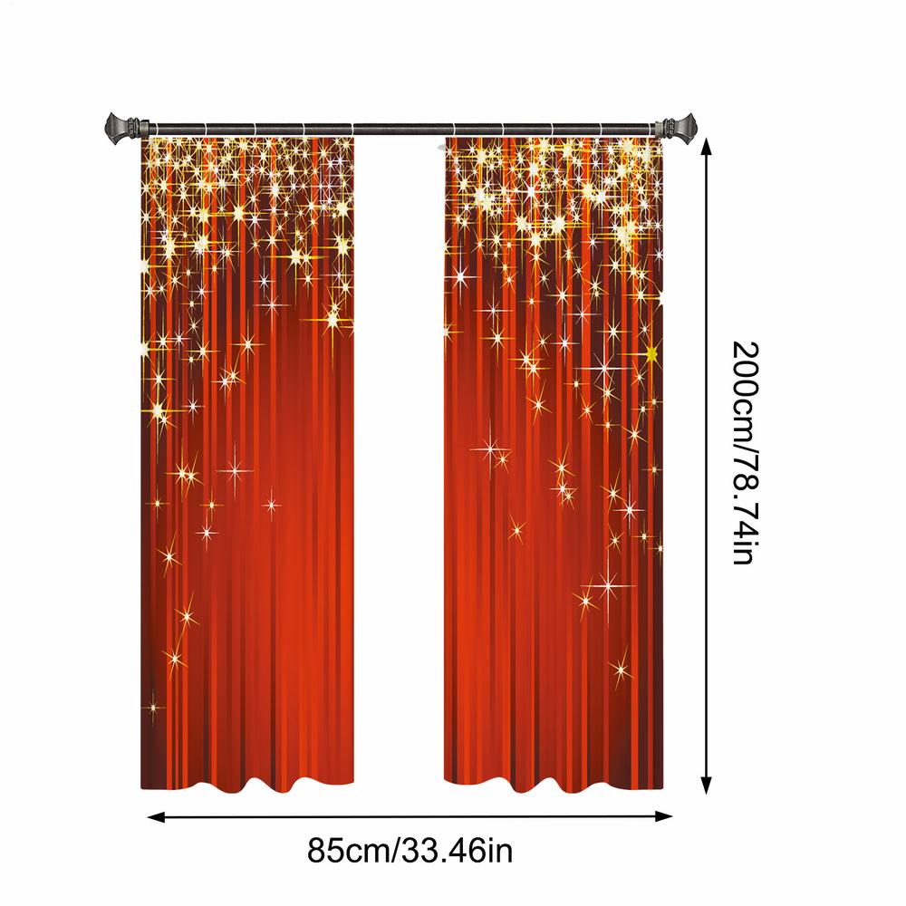 2pcs Christmas Digital Printing Curtain Polyester Material Washable for Bedroom Living Room Kitchen Window Decoration Props